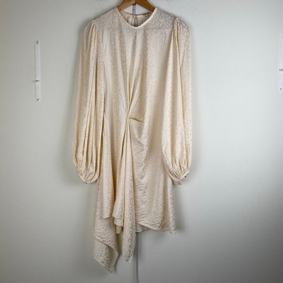 Johanna Ortiz Love Me Do Mini Dress Size 8 Cream Blouson Long Sleeve Party - Picture 6 of 14